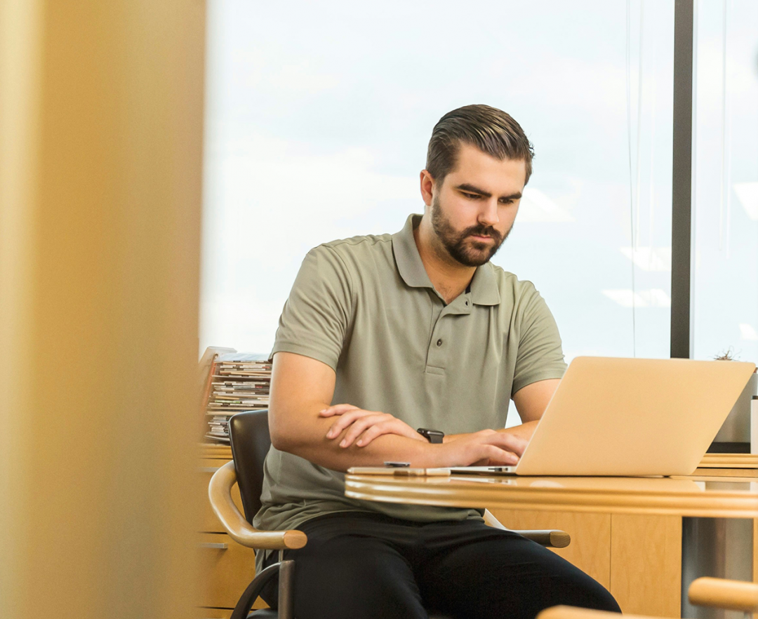 Professional working on a laptop